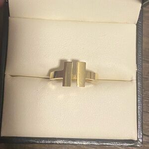 Real 18K Gold Geometric Women's Ring